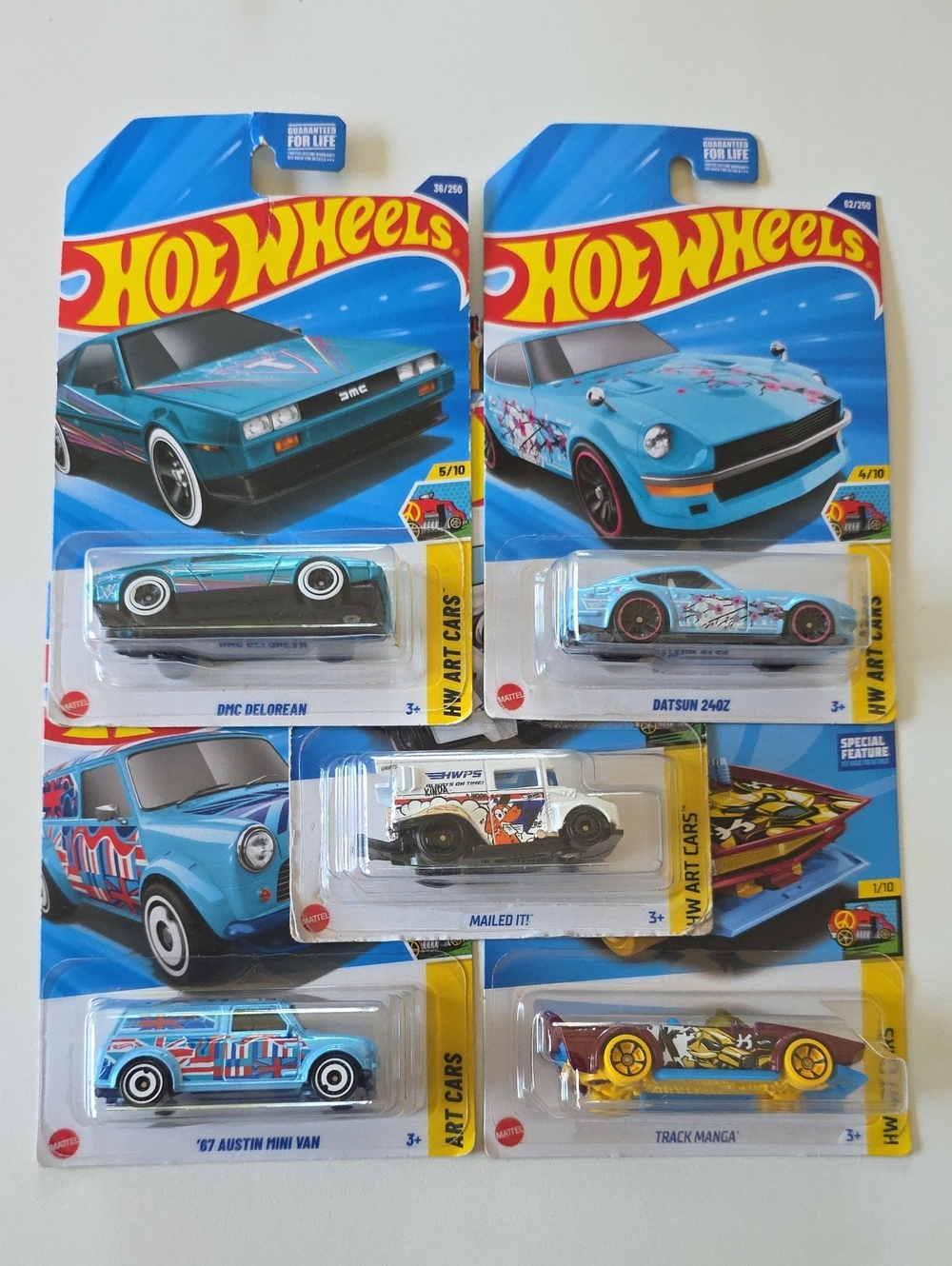 Hot Wheels Art Cars - Datsun, Mail Truck, Delorean, Mini Van